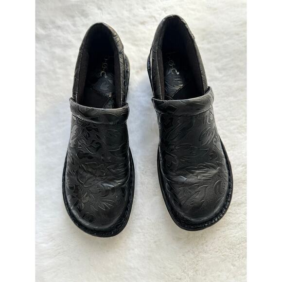 BOC Born Concept Peggy Black Floral Tooled Slip On Clog Womens Y2K 90s Size 8 - Picture 1 of 6